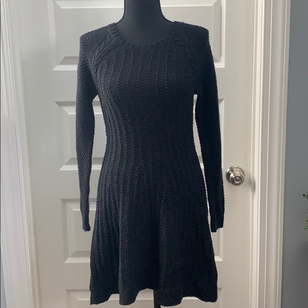 Black knit sweater dress